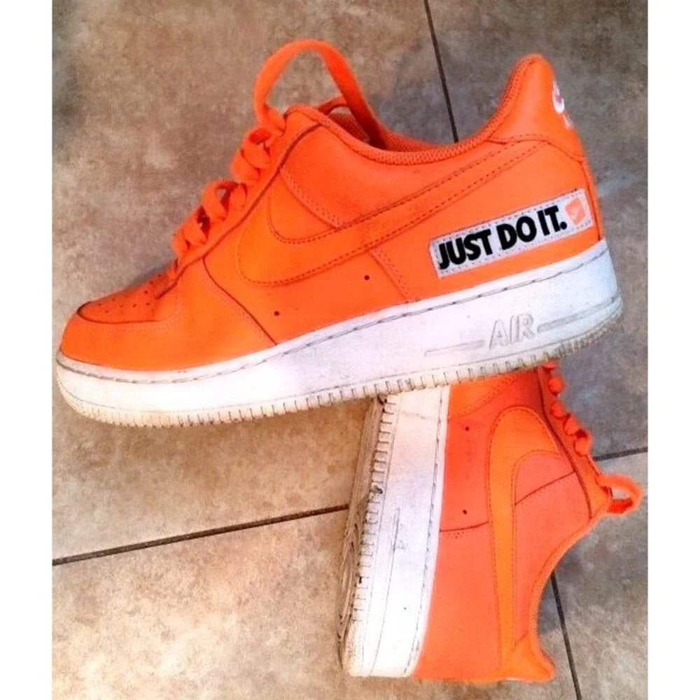 Men's Nike Air Force 1 Low ‘07 LV8 Just Do It Orange Sneakers Sz 12 # BQ5360-800
